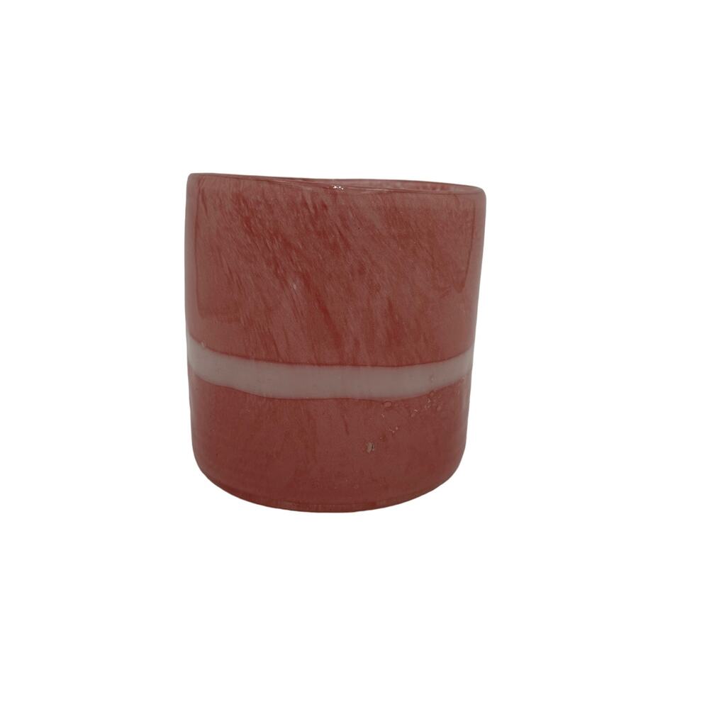 Vintage Hand Blown Glass Vase in Pink and White 4.5" x 4.5"